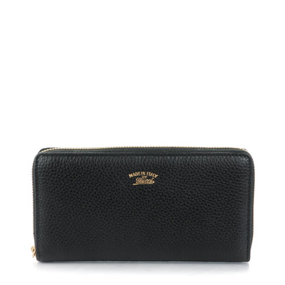 Gucci Pebbled Calfskin Bamboo Tassel Zip Around Wallet Black 1 of 7