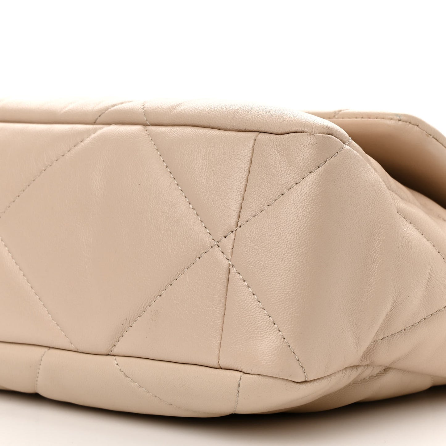 Lambskin Quilted Large Chanel 19 Flap Light Beige