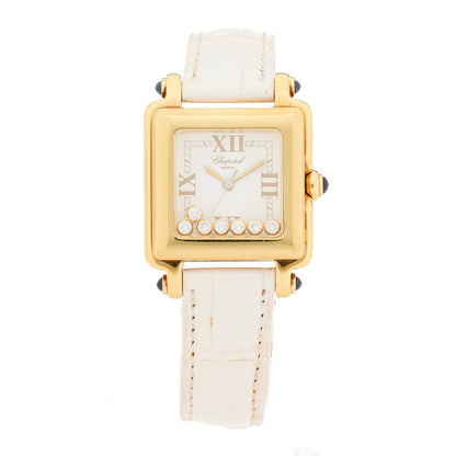 Chopard 18K Rose Gold Alligator 7 Diamond 28mm Happy Sport Quartz Watch 1 of 4
