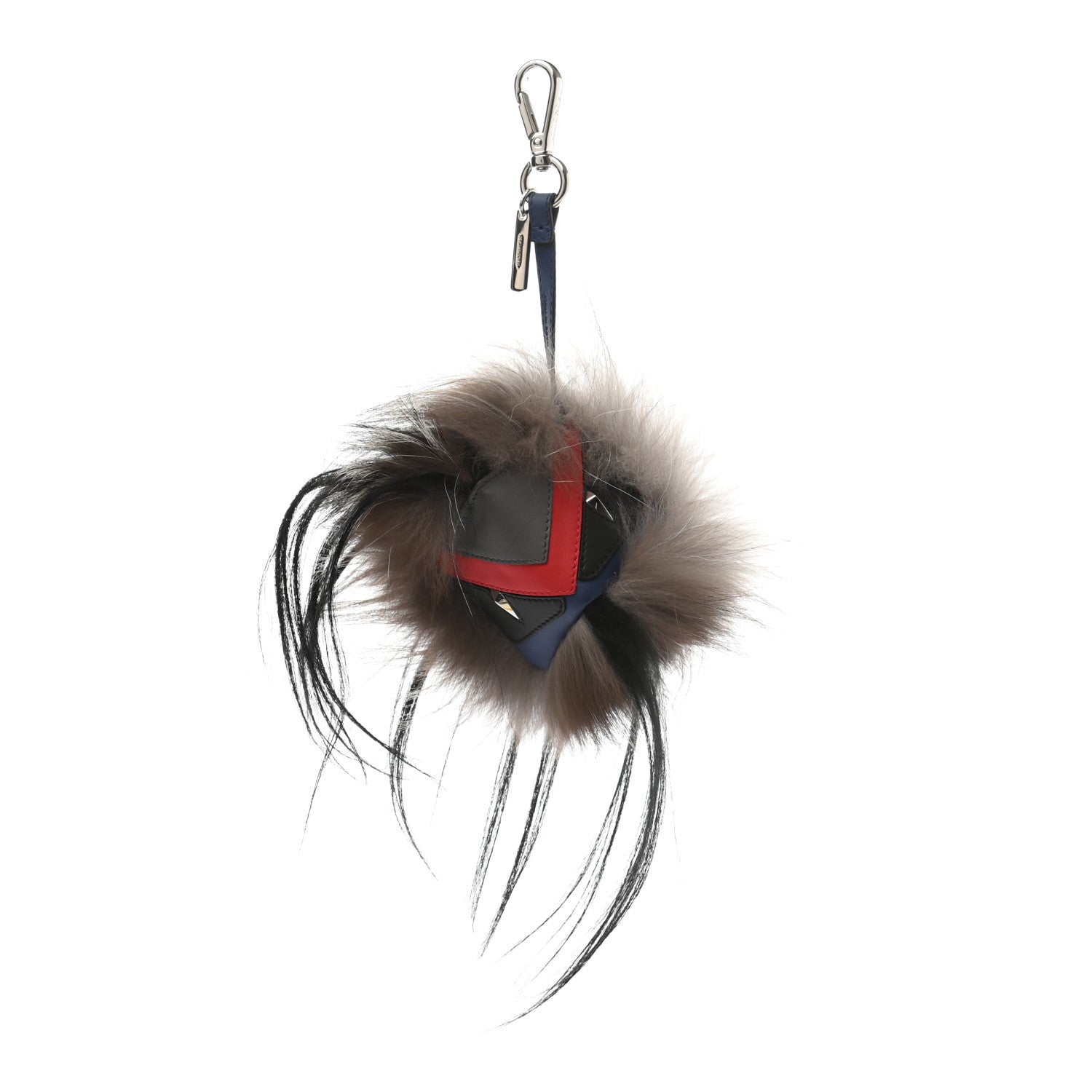 Fendi Fox Goat Fur Vitello Century Monster Bag Bug Cube Charm Natural Black True Blue Multicolor 1 of 5