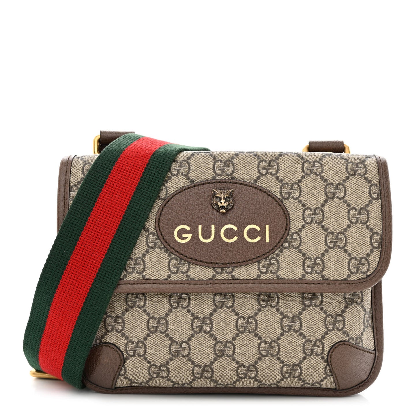 GG Supreme Monogram Web Small Neo Vintage Double Flap Messenger Bag Beige New Acero