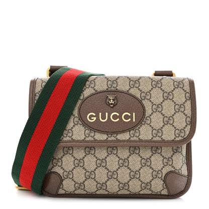 Gucci GG Supreme Monogram Web Small Neo Vintage Double Flap Messenger Bag Beige New Acero 1 of 12