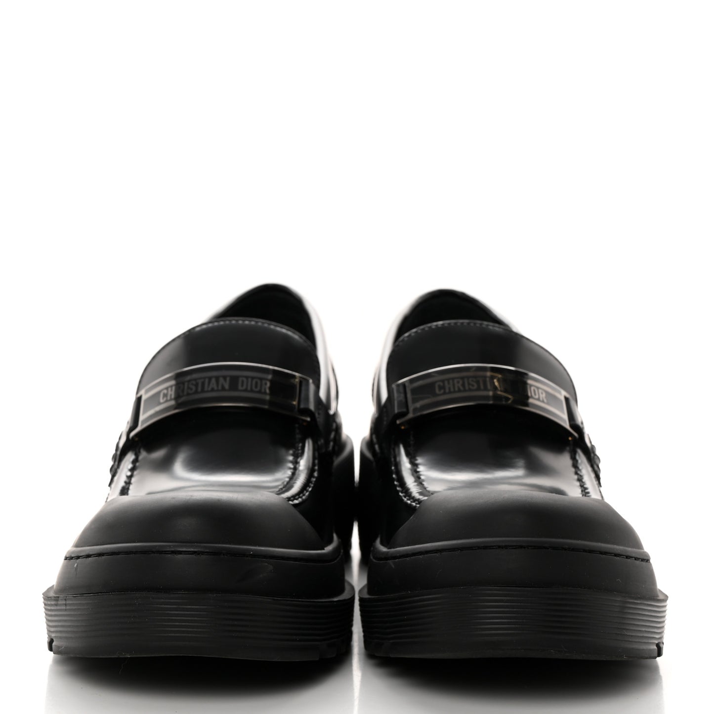 Brushed Calfskin Dior Code Lug Sole 15mm Loafers 38 Black