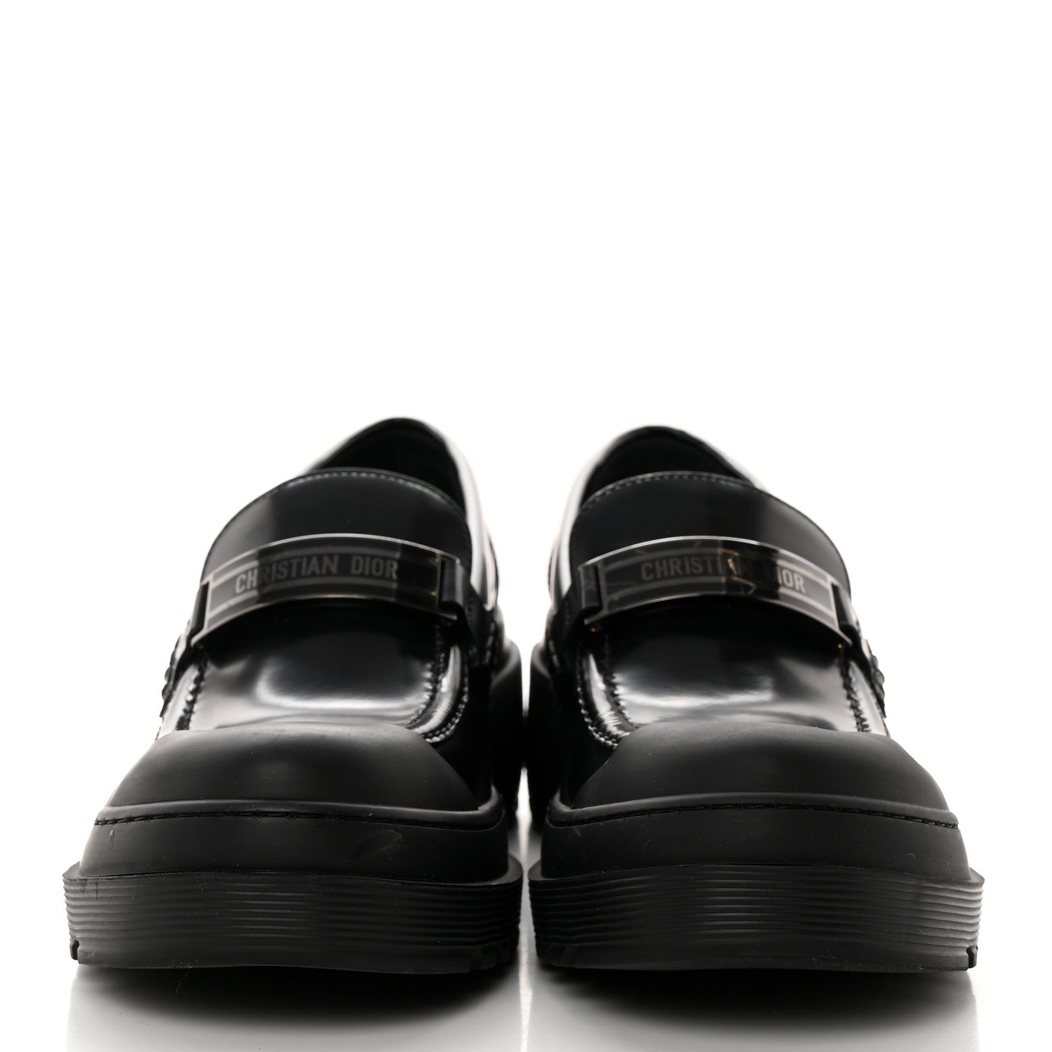 Christian Dior Brushed Calfskin Dior Code Lug Sole 15mm Loafers 38 Black 2 of 9