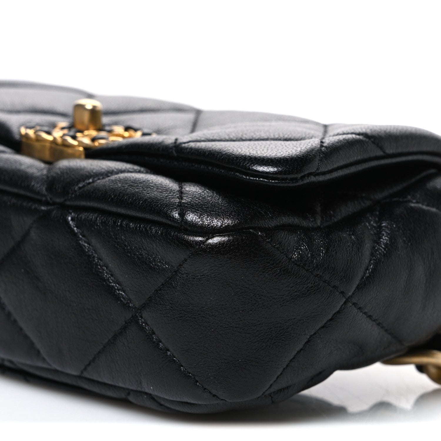 Chanel Goatskin Quilted Chanel 19 Waist Bag Black 10 of 10