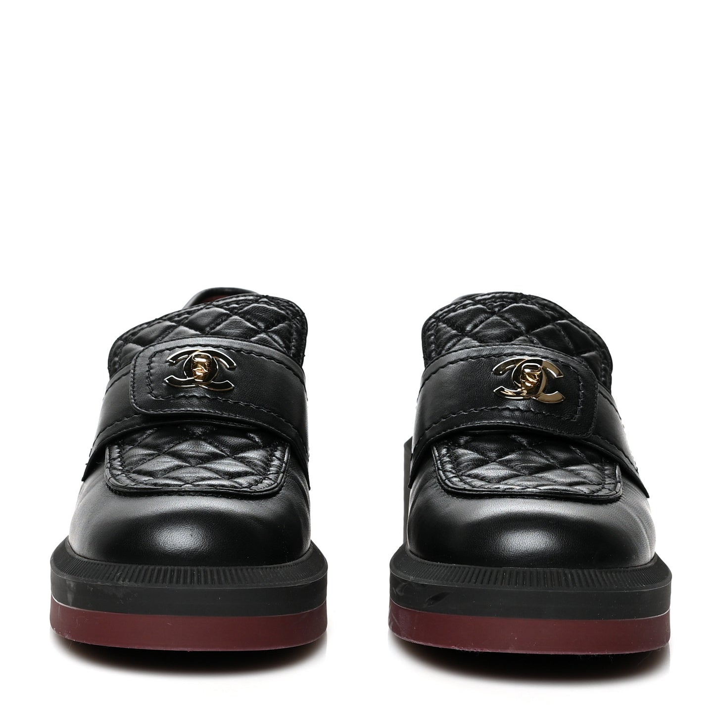 Lambskin Quilted CC Turnlock Loafers 37 Black