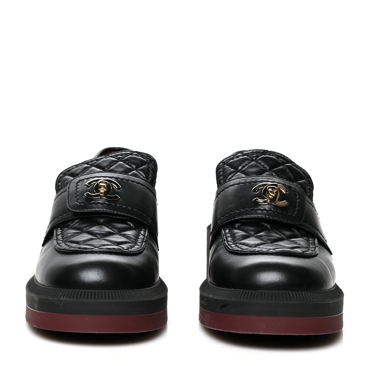 Chanel Lambskin Quilted CC Turnlock Loafers 37 Black 2 of 8