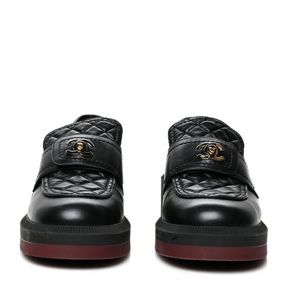 Chanel Lambskin Quilted CC Turnlock Loafers 37 Black 2 of 8