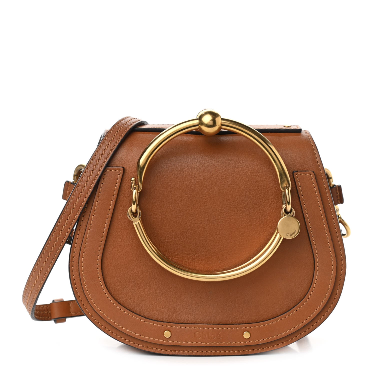 Chloe Calfskin Suede Small Nile Bracelet Bag Caramel 2 of 15