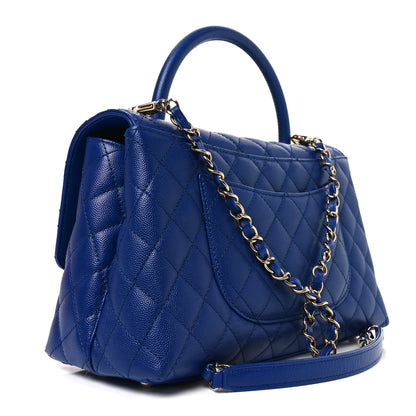 Chanel Caviar Quilted Small Coco Handle Flap Blue 3 of 10