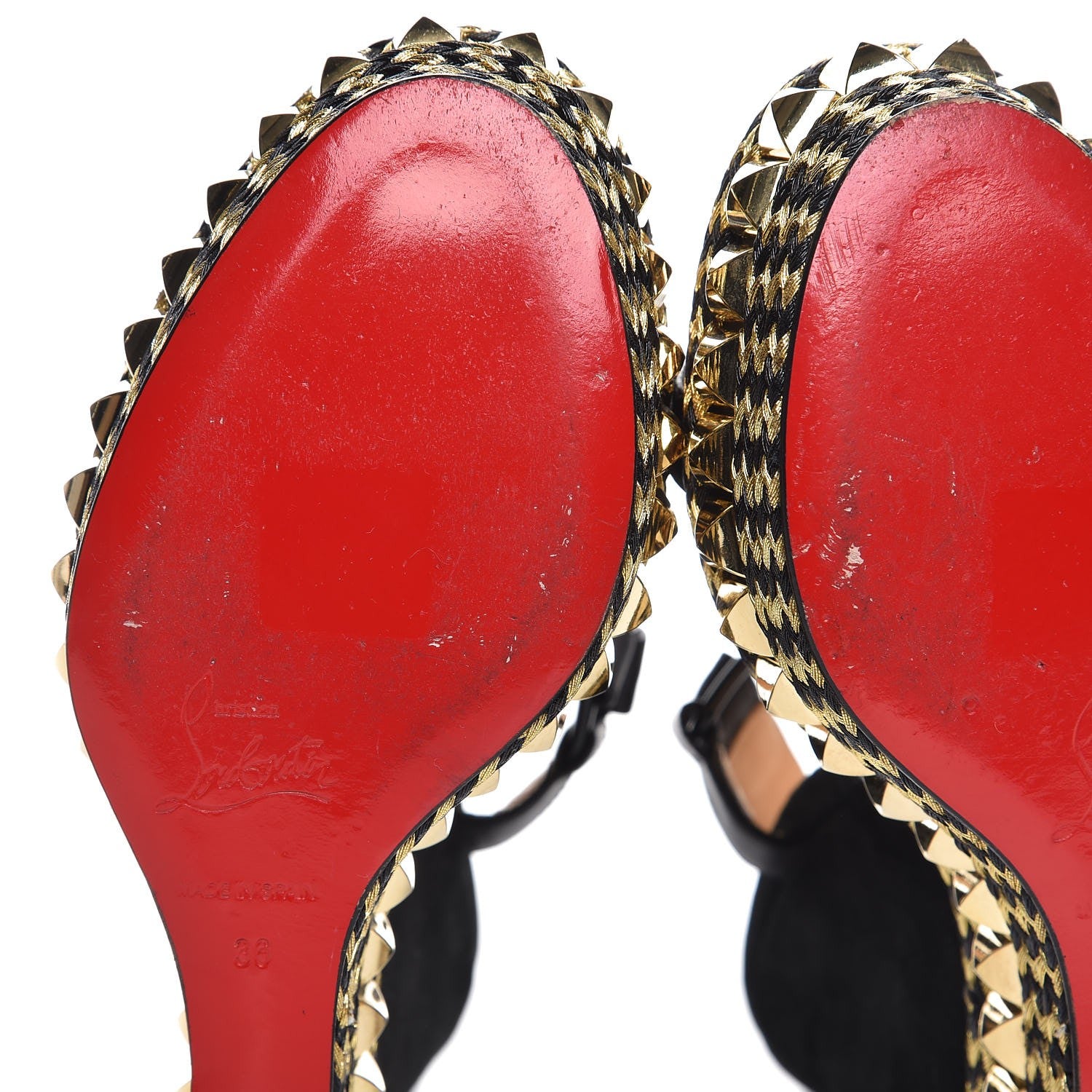 Christian Louboutin Suede Rope Cataclou 140 Wedge Sandals 36 Black Gold 11 of 11