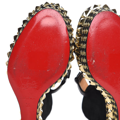 Christian Louboutin Suede Rope Cataclou 140 Wedge Sandals 36 Black Gold 11 of 11