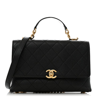 Chanel Caviar Diamond Stitched Small Top Handle Flap Black 1 of 13