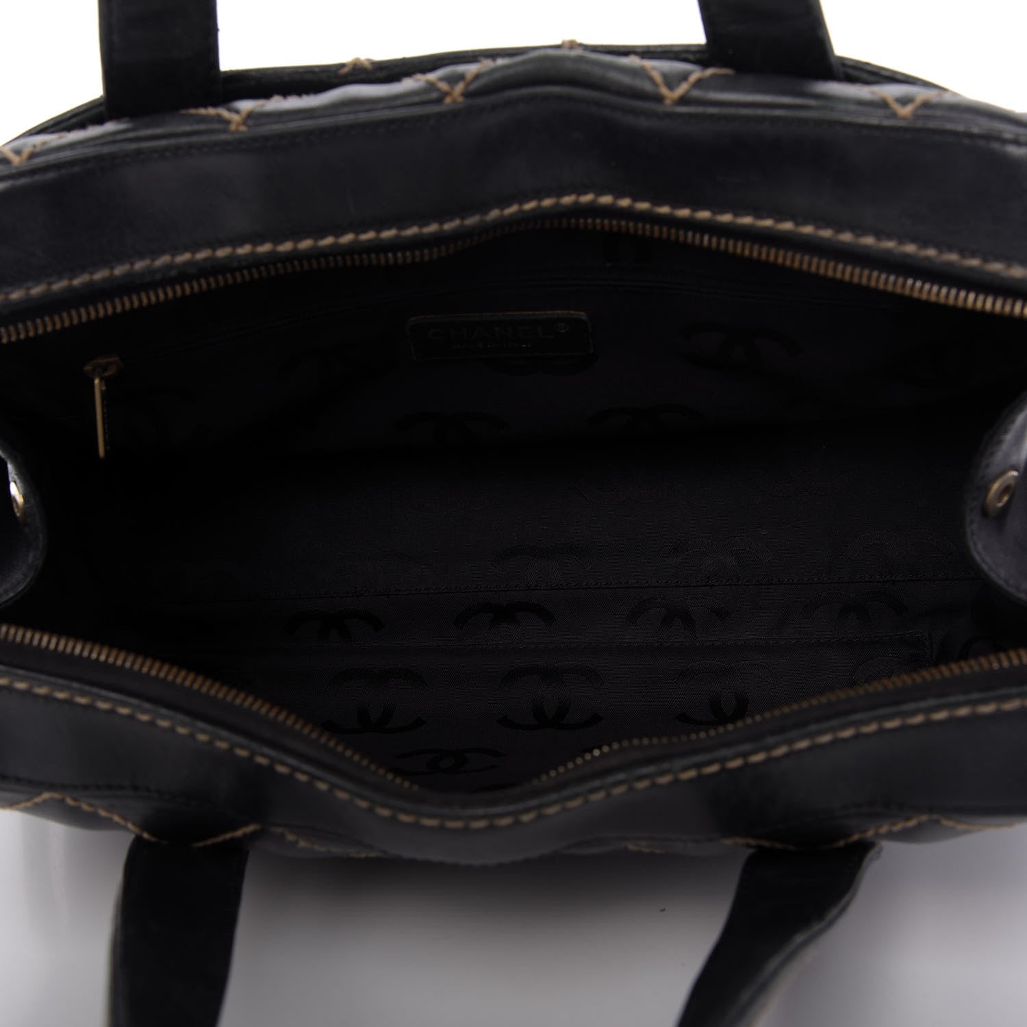 Chanel Calfskin Wild Stitch Top Handle Bag Black 5 of 11