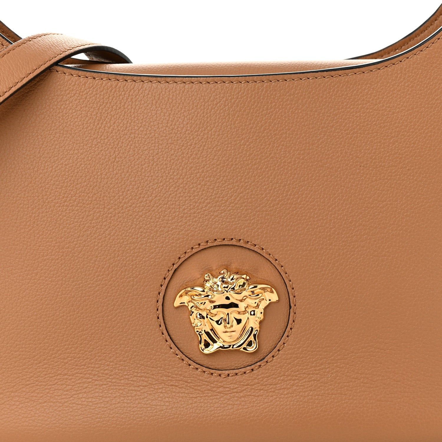 Versace Calfskin La Medusa Medium Hobo Crossbody Brown 7 of 9