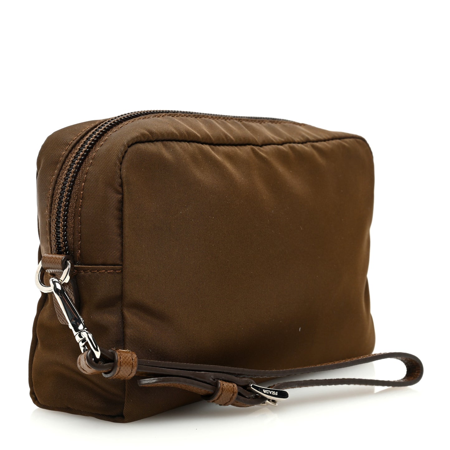Tessuto Nylon Saffiano Wristlet Cacao