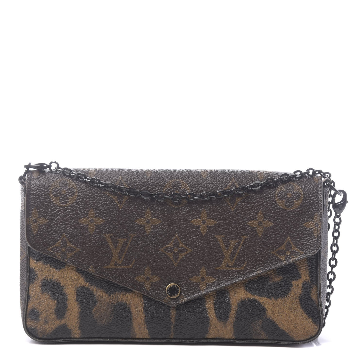 Louis Vuitton Monogram Animal Print Pochette Felicie Chain Wallet 1 of 15