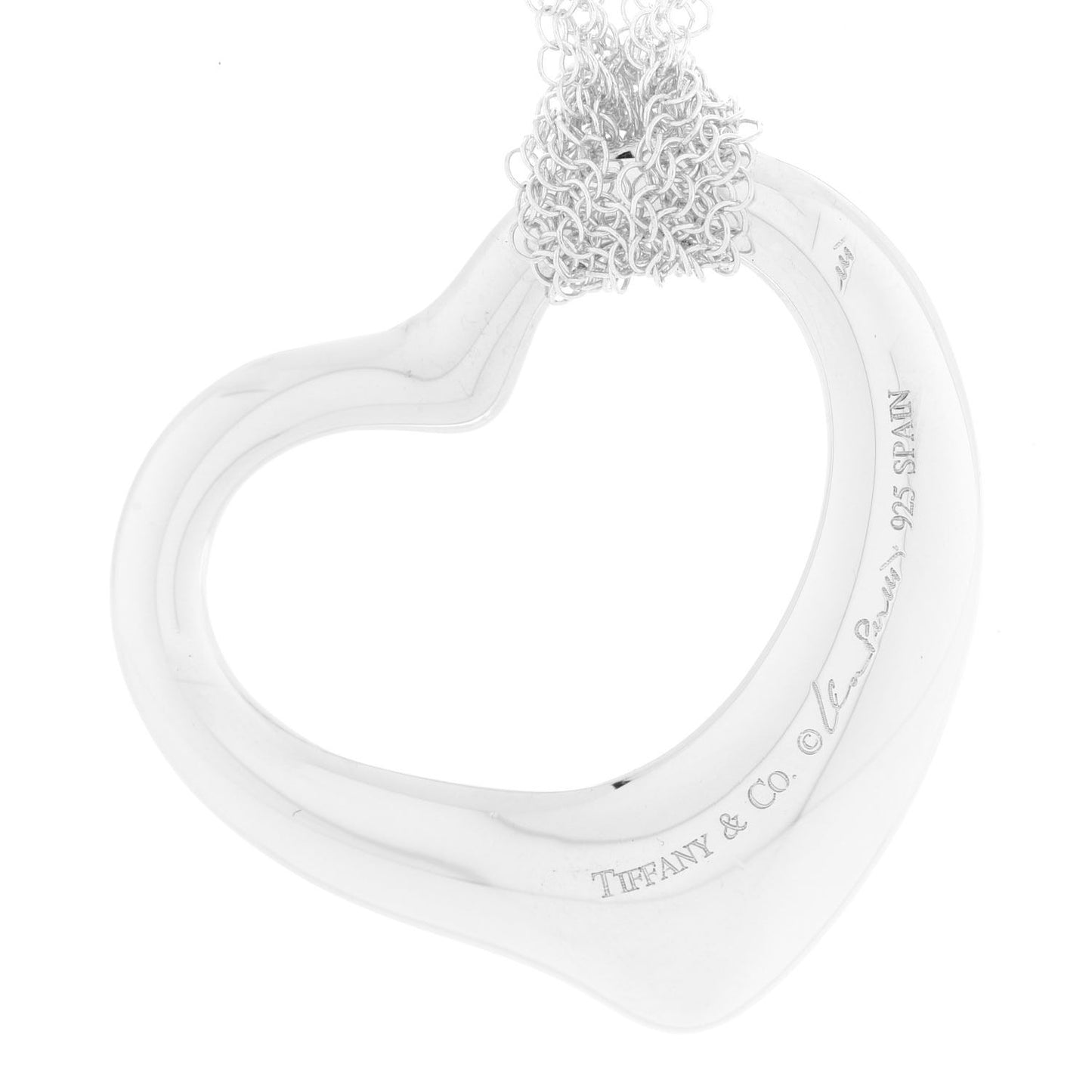 Sterling Silver 36mm Elsa Perretti Open Heart Mesh Necklace