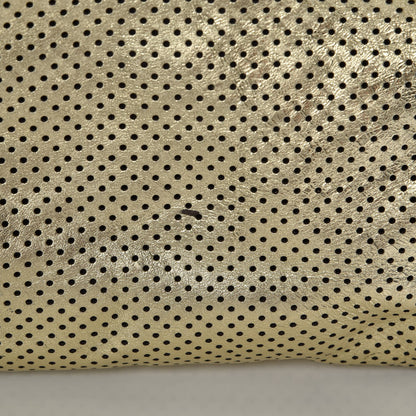 Chanel Metallic Crackled Calfskin Perforated Drill Shoulder Bag Gold 5 of 10