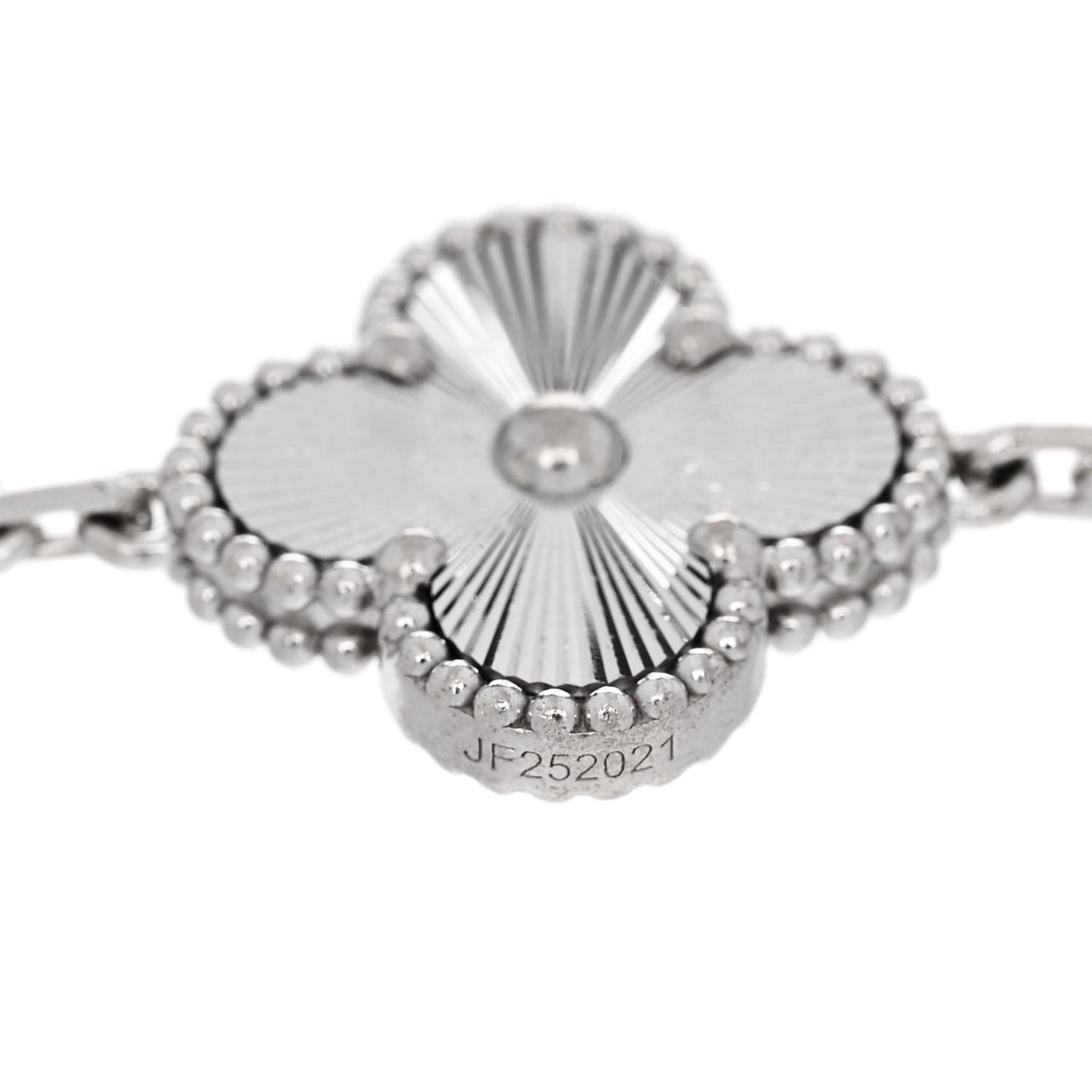 18K White Gold 5 Motifs Guilloche Vintage Alhambra Bracelet