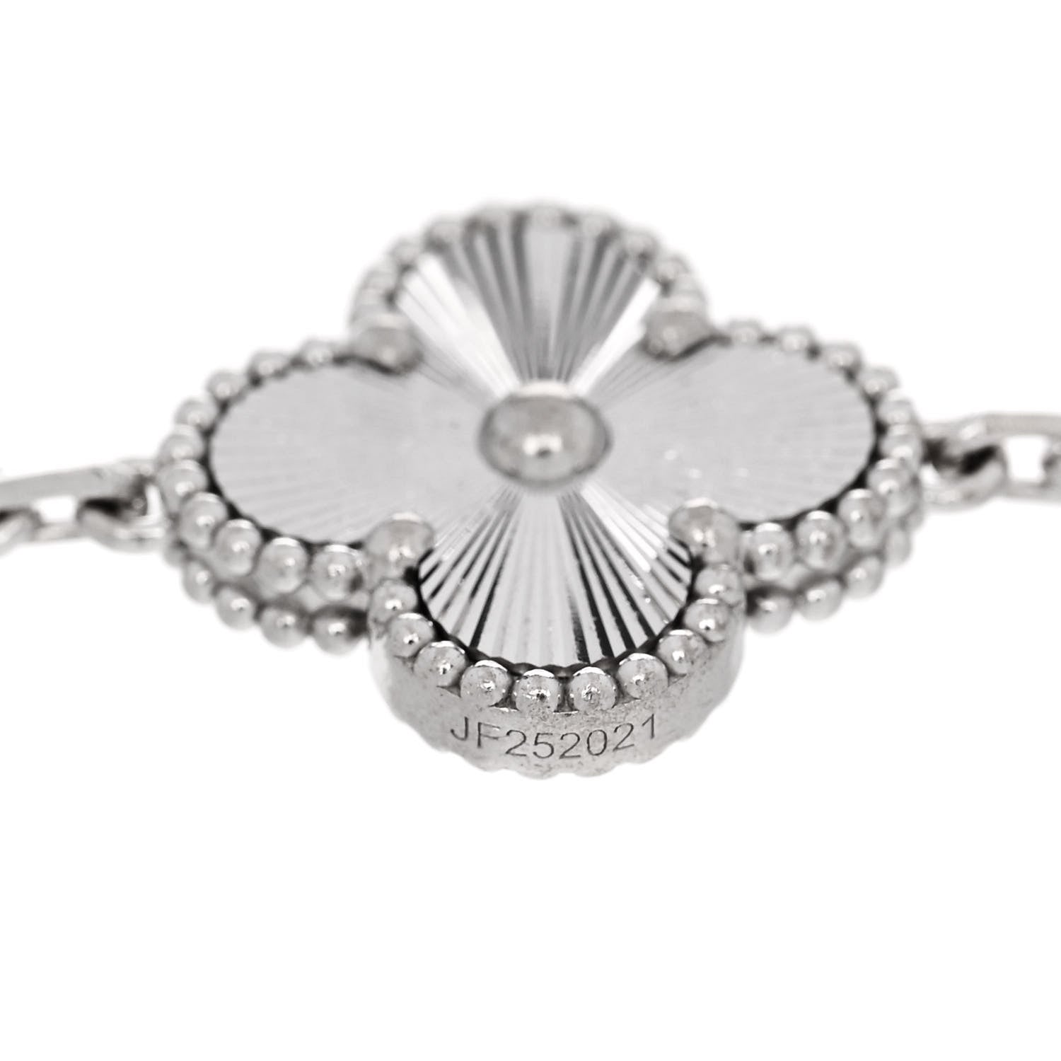 Van Cleef & Arpels 18K White Gold 5 Motifs Guilloche Vintage Alhambra Bracelet 3 of 5