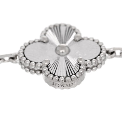 Van Cleef & Arpels 18K White Gold 5 Motifs Guilloche Vintage Alhambra Bracelet 3 of 5