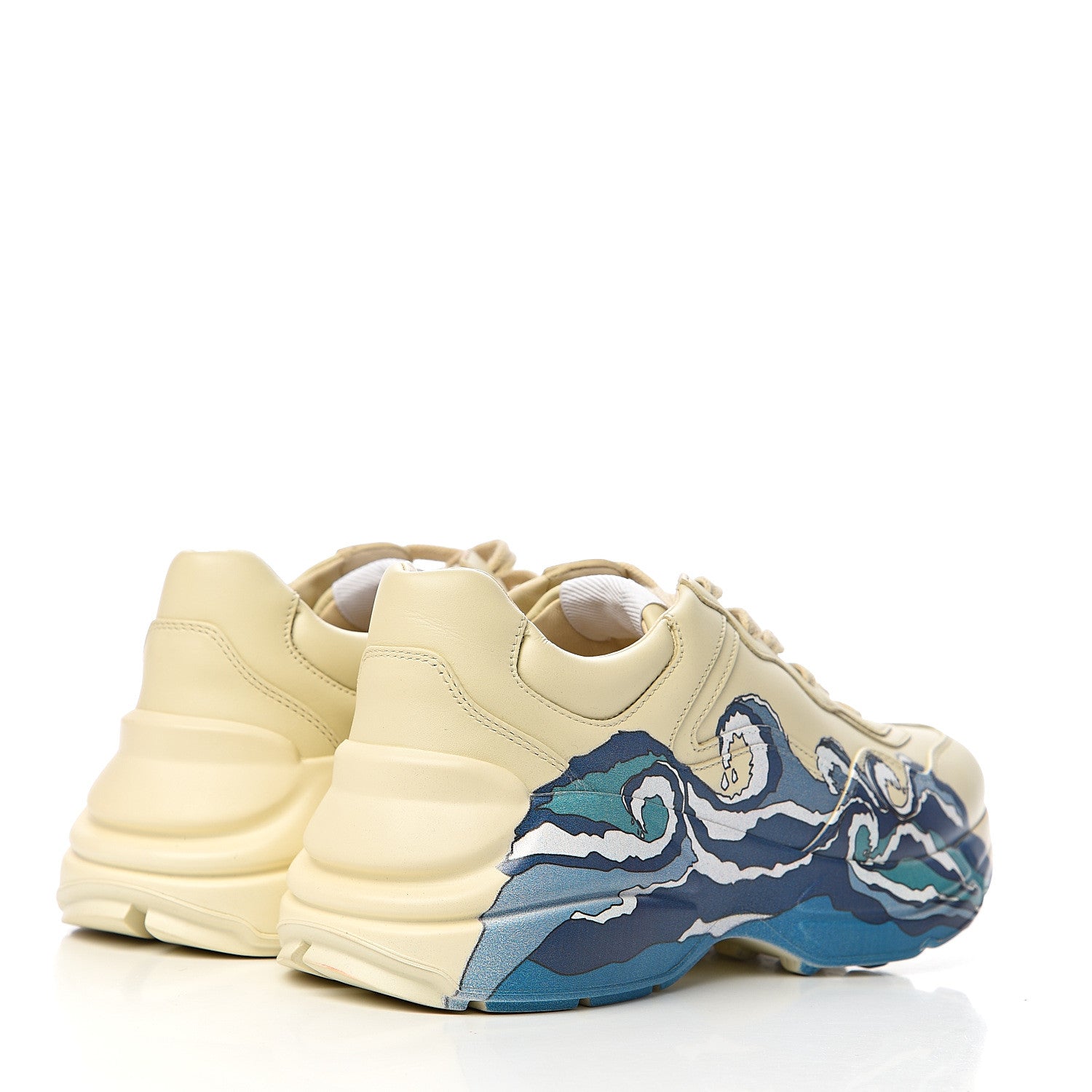 Gucci Calfskin Wave Printed Womens Rhyton Sneakers 38 Mystic Ivory 4 of 9