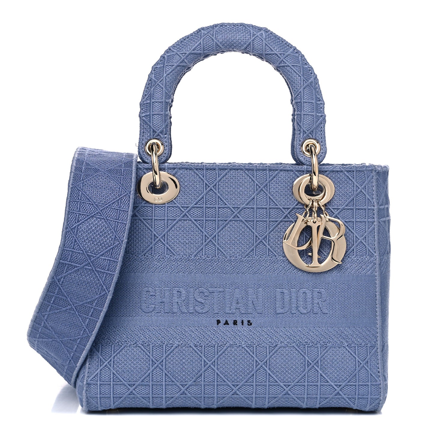 Canvas Embroidered Cannage Medium Lady D-Lite Blue