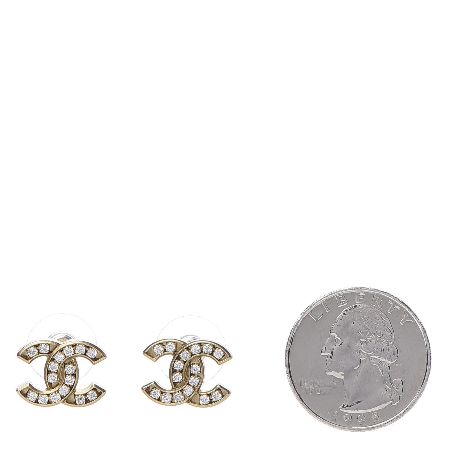 Chanel Crystal CC Earrings Gold 2 of 6