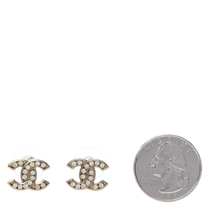 Chanel Crystal CC Earrings Gold 2 of 6