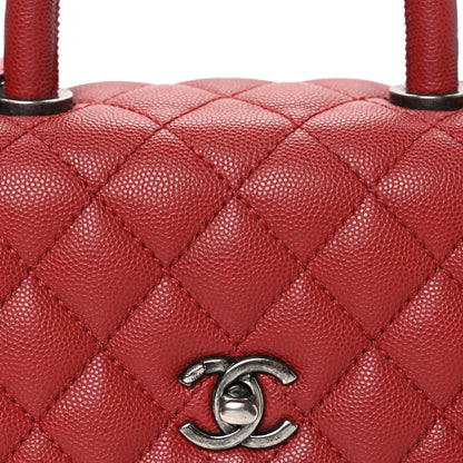 Chanel Caviar Quilted Mini Coco Handle Flap Red 8 of 10