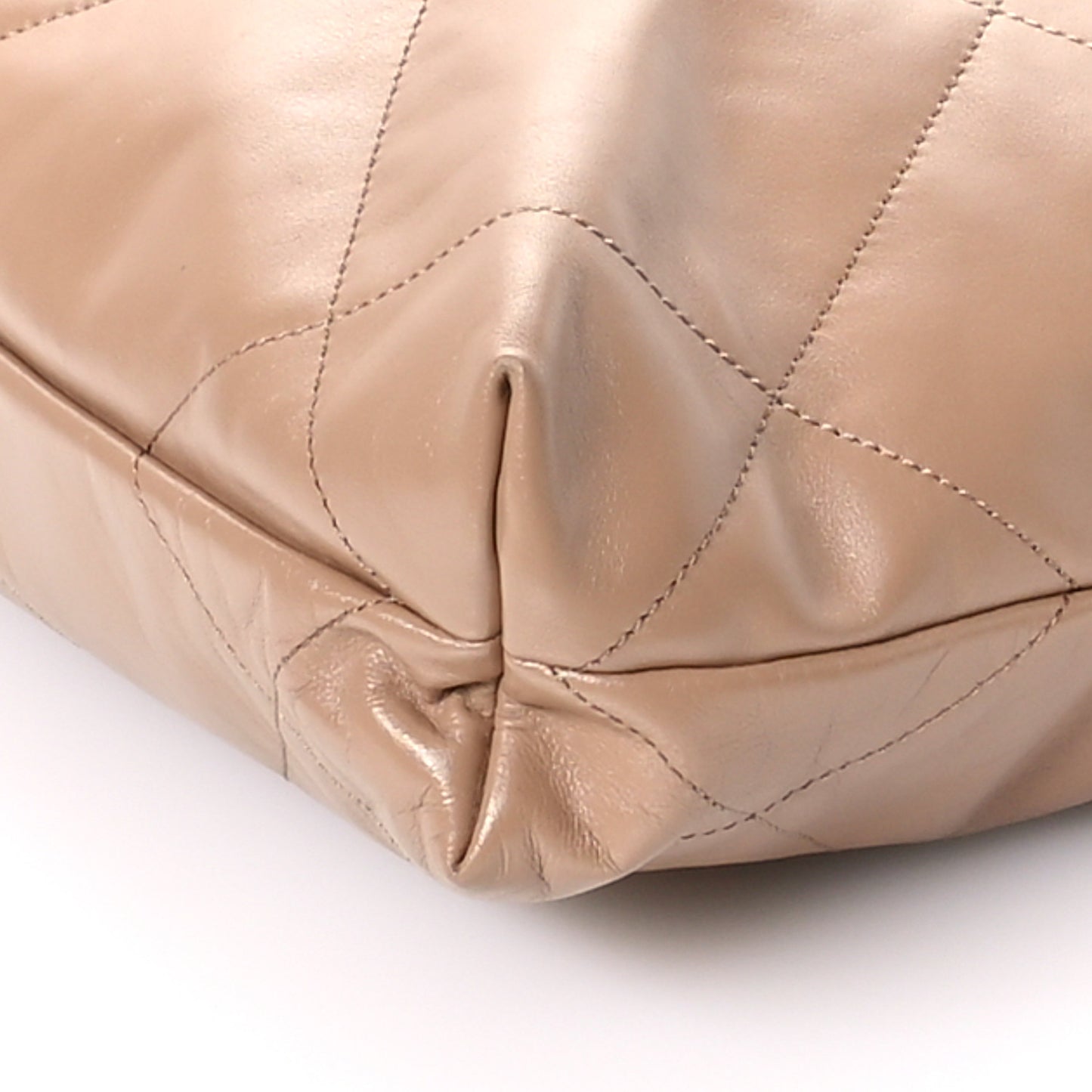 Shiny Calfskin Quilted Small Chanel 22 Beige