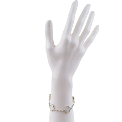 Van Cleef & Arpels 18K White Gold Mother of Pearl 5 Motifs Vintage Alhambra Bracelet 2 of 5