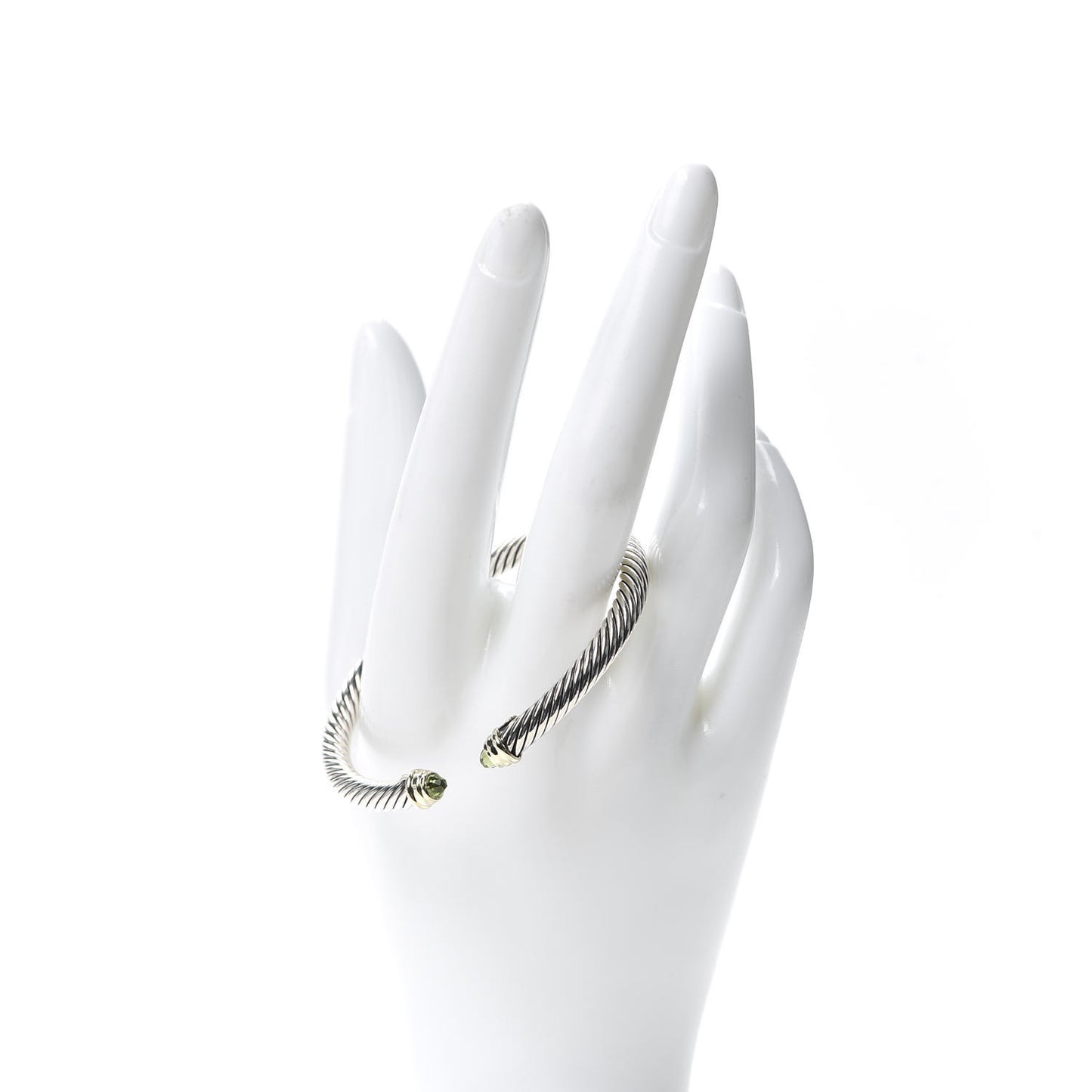 Sterling Silver 14K Yellow Gold Peridot 5mm Cable Classics Petite Color Bracelet