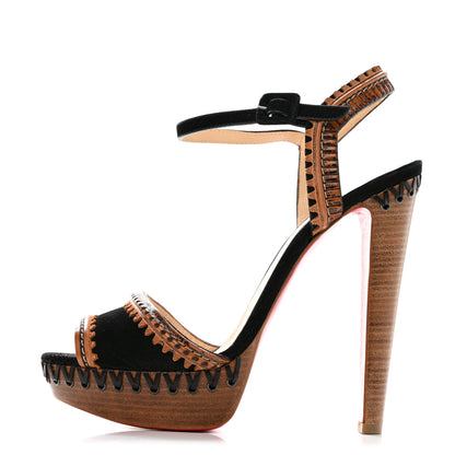 Christian Louboutin Suede Calfskin Trepi 140 Platform Sandals 40 Black 1 of 7