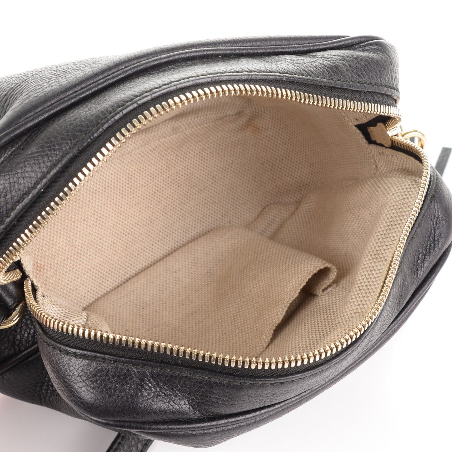Pebbled Calfskin Small Soho Disco Bag Black