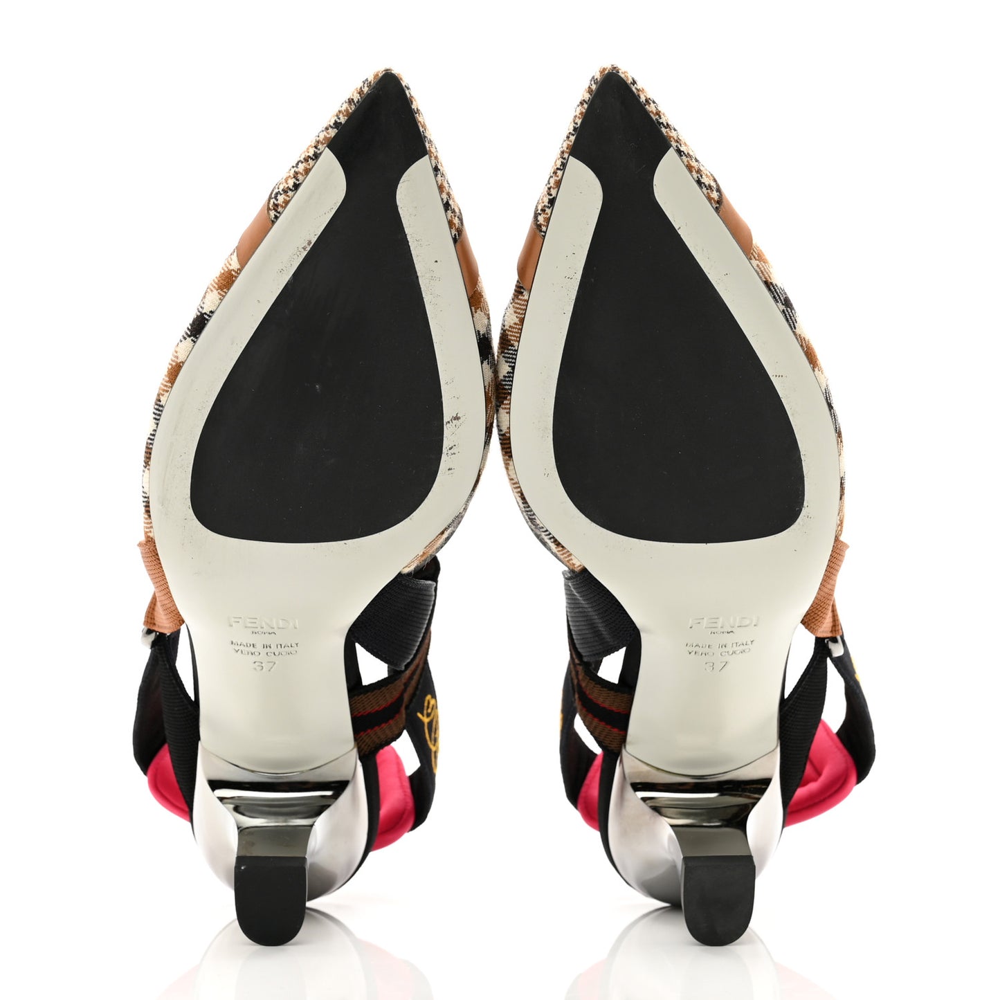 Wool Houndstooth Colibri Slingback Pumps 37 Brown