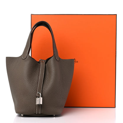 Hermes Taurillon Clemence Picotin Lock 18 PM Etoupe 10 of 10