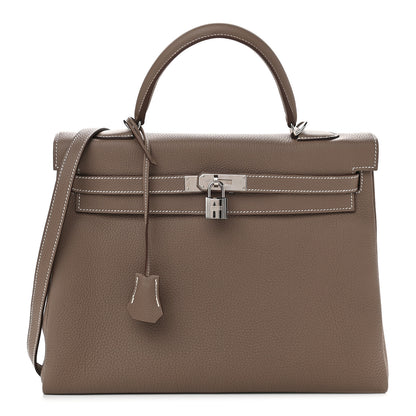 Hermes Togo Horseshoe Kelly Retourne 35 Etoupe 1 of 9