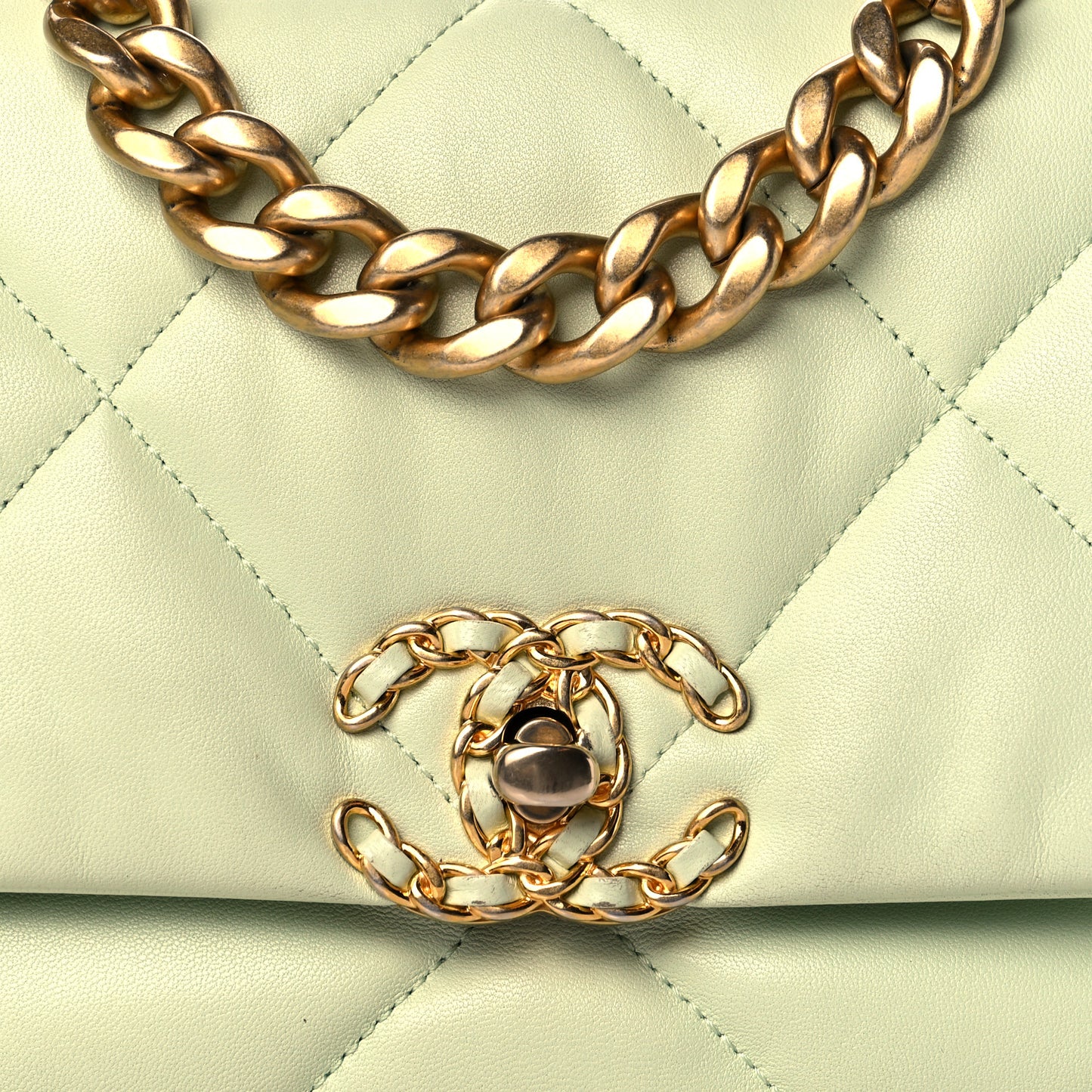 Lambskin Quilted Medium Chanel 19 Flap Light Green