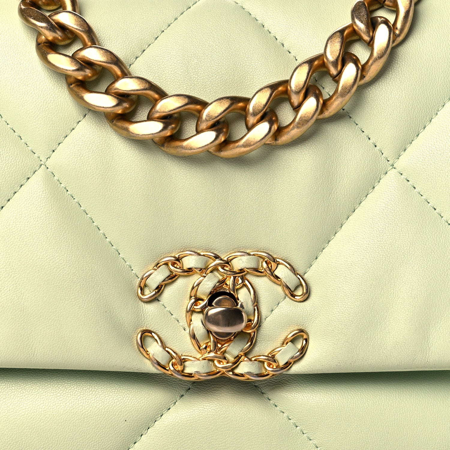 Chanel Lambskin Quilted Medium Chanel 19 Flap Light Green 8 of 11