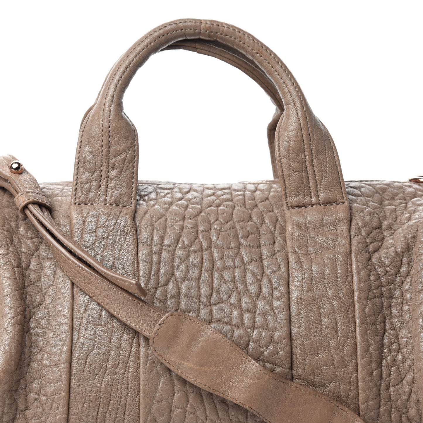 Pebbled Lambskin Rocco Latte Rose Gold Hardware