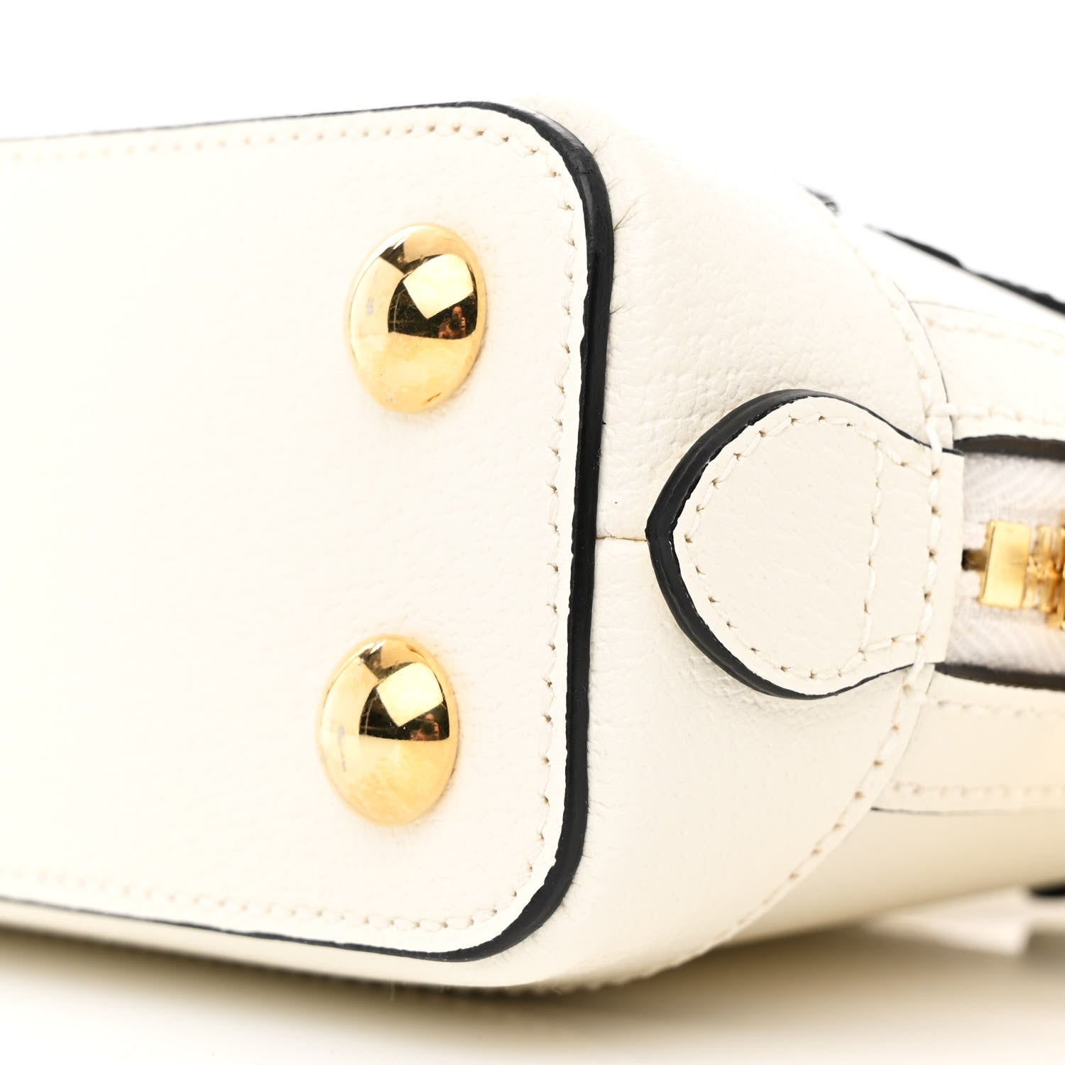 Gucci X ADIDAS Textured Dollar Calfskin Web Trefoil Mini Horsebit 1955 Top Handle Bag Off White Black 10 of 10