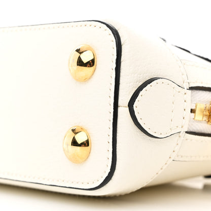 Gucci X ADIDAS Textured Dollar Calfskin Web Trefoil Mini Horsebit 1955 Top Handle Bag Off White Black 10 of 10