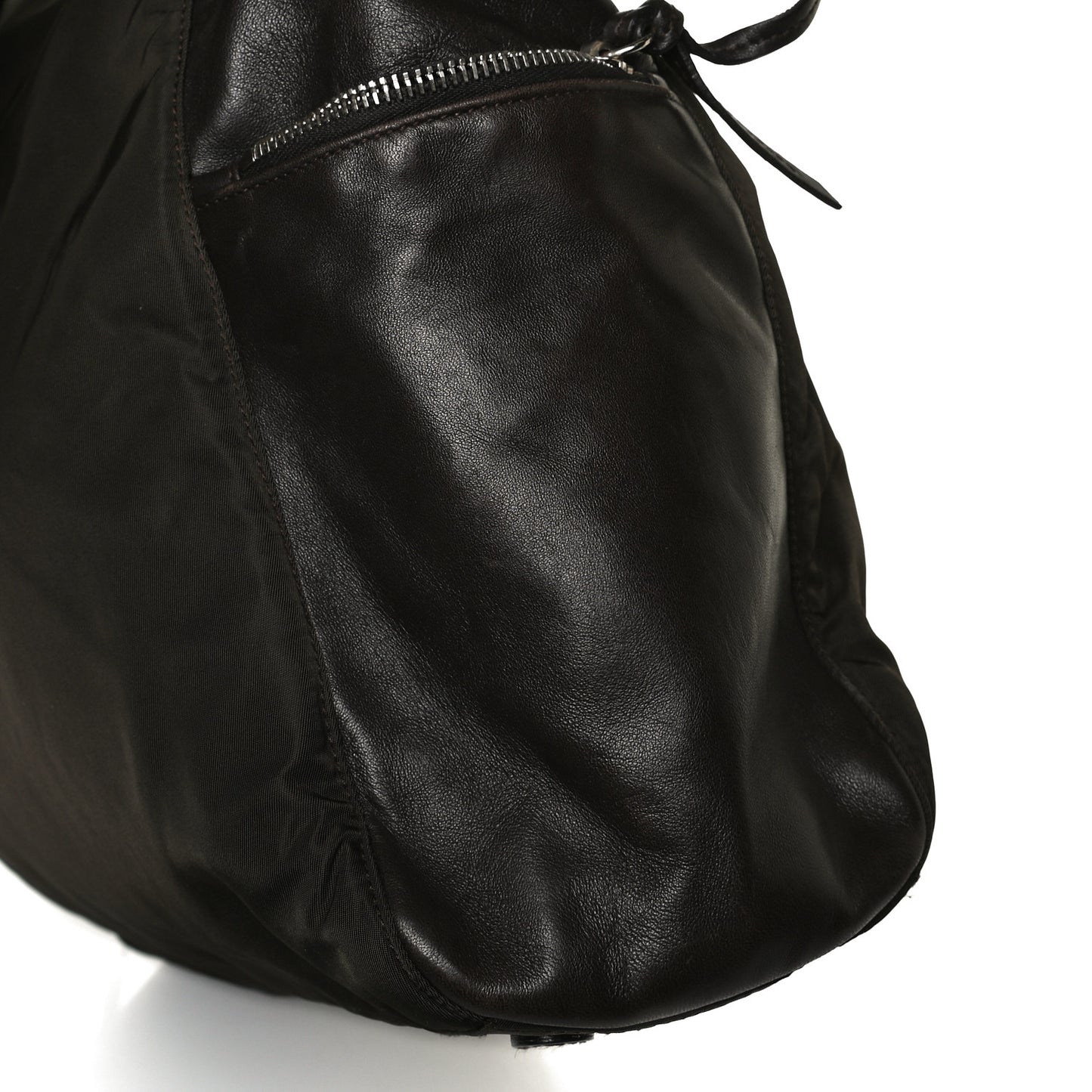 Tessuto Nylon Soft Calfskin Tote Dark Brown