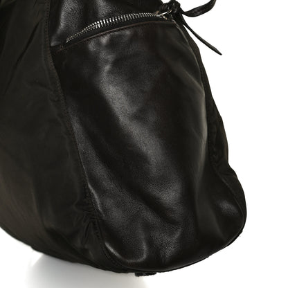 Prada Tessuto Nylon Soft Calfskin Tote Dark Brown 16 of 21