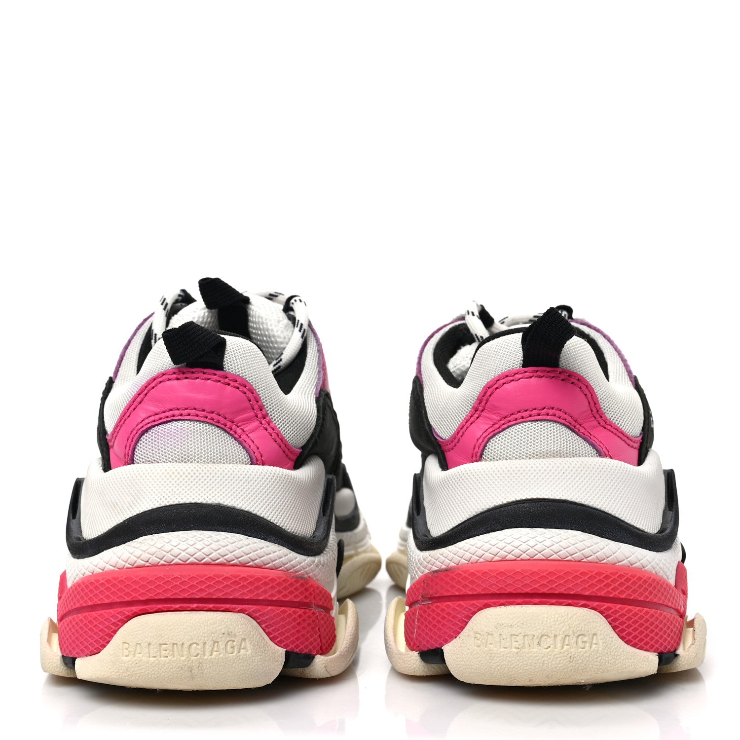 Balenciaga Fabric Mesh Womens Triple S Sneakers 36 Rose Fluo Black White 5 of 7
