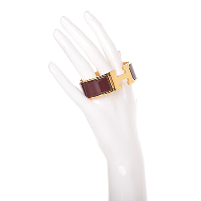 Hermes Enamel Wide Clic Clac H Bracelet PM Bourgogne 2 of 6