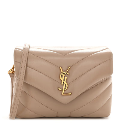 Saint Laurent Calfskin Y Quilted Monogram Toy Loulou Crossbody Bag Dark Beige 1 of 11