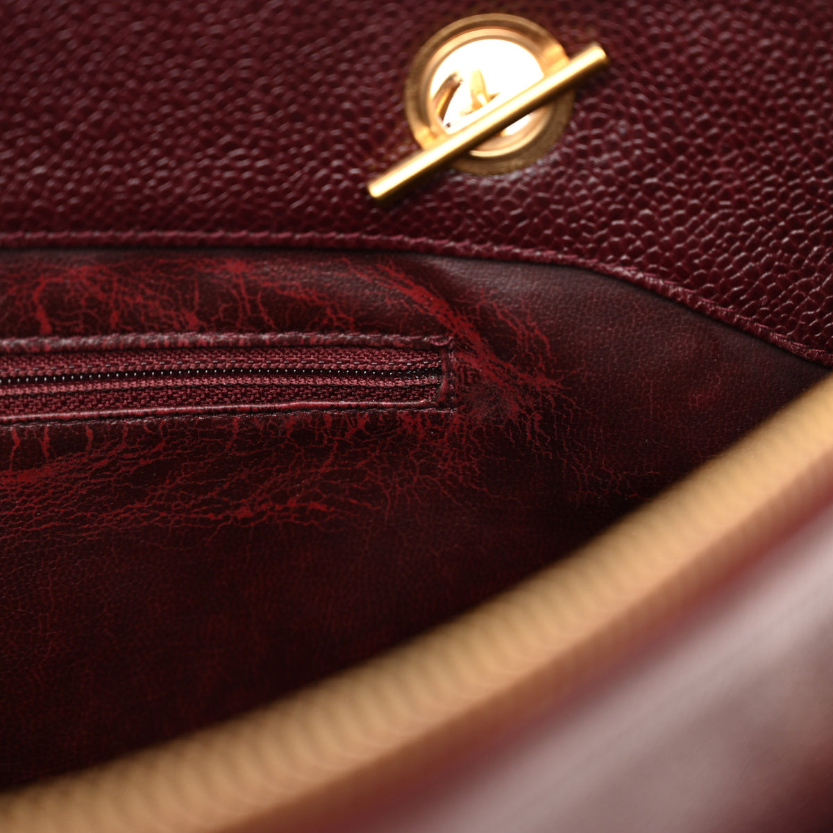 Chanel Caviar Flap Shoulder Bag Burgundy 15 of 22